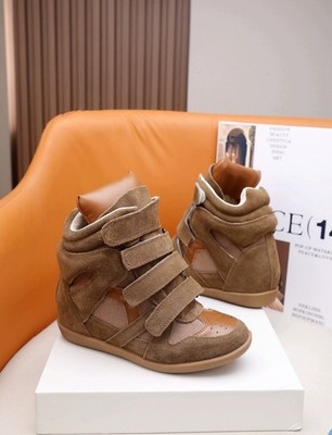 Wedge High Sneaker brown Leather Sued Isabel Marant Inspired