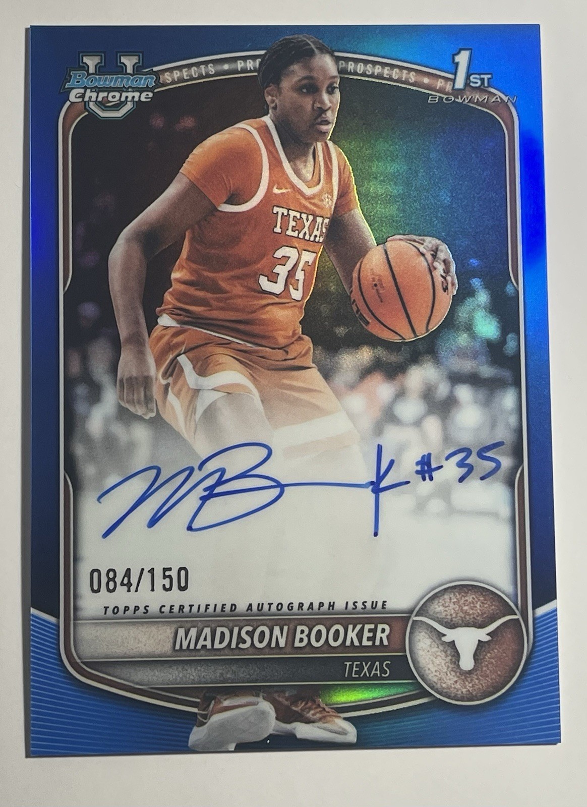 2025-26 Bowman #CPA-MB Madison Booker Chrome Prospect Auto Blue Refractor #/150