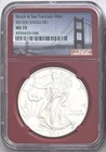 2013(S) SILVER EAGLE STRUCK AT SAN FRANCISCO MINT NGC MS70 BRIDGE LABEL RED CORE
