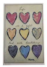 Flavia Hearts Tile Plaque "Live is a Gift Tied with Heartstrings" Heart 4" x 6"