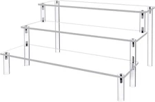 Acrylic Display Risers,Clear Shelf 3 Tier Cupcake Display Stand Steps for Food D