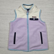 Vineyard Vines Girls Harbor Fleece Vest Sz M 12-14 Full Zip Colorblock