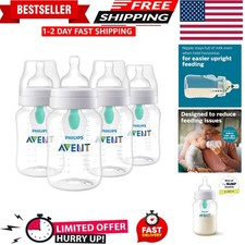 Anti-Colic Baby Bottle with AirFree Vent, 9oz, with Flow 2 Nipples, 1m , 4pk,...