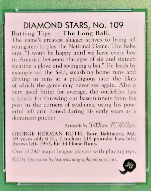 2014 NSCC Promo BABE RUTH Card That Never Was 1934 Diamond Stars 303/500 PSA 💎 view 4