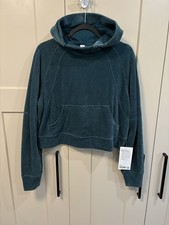 148 Lululemon Storm Teal Scuba Oversized Hoodie Velvet Cord Size XS/S