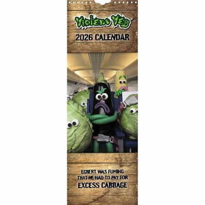 CARTE BLANCHE GREETINGS LTD Violent Veg Slim Calendar 2026 - Humour - Month To View