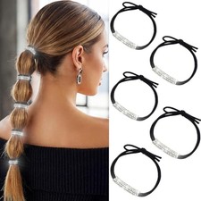 Rhinestone Hair Ties Silver Sparkly Ponytail Holder Rhinestone Hair