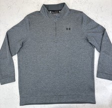 Under Armour Mens 3XL Pullover Sweater Cold Gear Grey Long Sleeve 1/4 Zip Logo