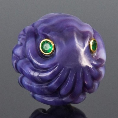 Octopus Design Perlen 14.88mm Handgeschnitzt Lila Muschel Vertikal Gebohrt 4.16g