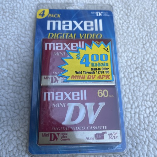 Maxell Mini DV 60 Minuti Cassetta Nastro Confezione da 4 - Nuovo Sigillato DVM60SE