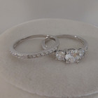 ​925 Sterling Silver 3-Stone CZ Engagement Ring Wedding Band Set Size 9.75 — photo 1