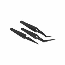 Locking Tweezers Set for Dubbing Loops and Fly Tying, 3 Pieces, Black (Black)