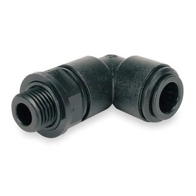 JOHN GUEST PM090801E-PK10 90 Swivel Elbow,5/16'' Tube,Black,PK10 1WUC6