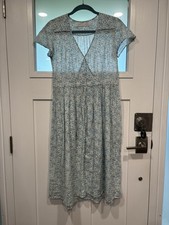 RARE/Early Christy Dawn Dress in light blue ditsy floral cotton O/S