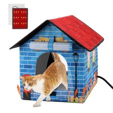 Heated Cat House for Outdoor Cats in Winter, Weatherproof Heated Feral Cat Sh...