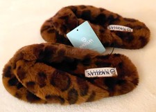 Magellan Leopard Print Feau Fur Cozy Slippers Sz 6 