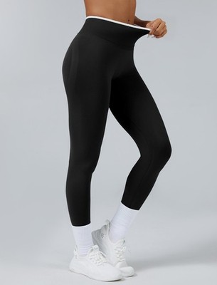 Damen Leggings High Waist Push Up Scrunch Sport Yoga Schwarz Größe S