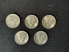 Lot Of 5 , 1,1936, 2 , 1942, 1, 1943, 1, 1945s Mercury Dimes