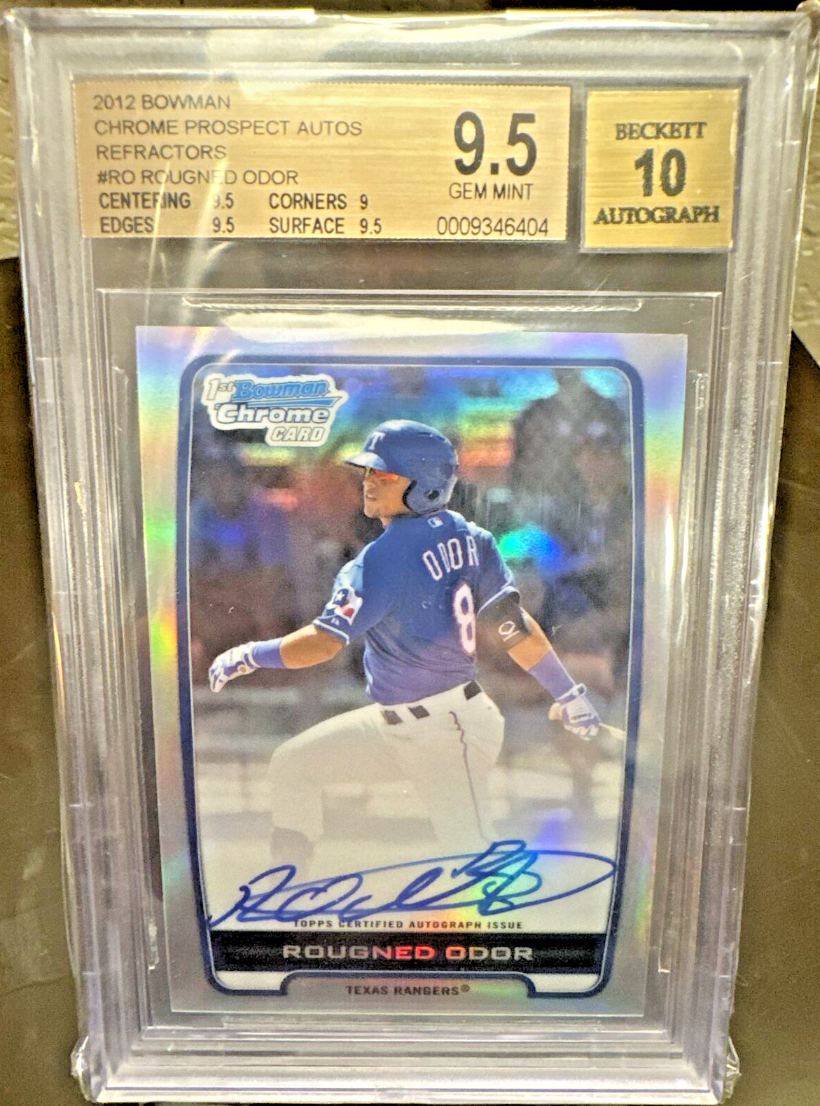 2012 Bowman Chrome Refractor Rougned Odor #RO Auto /500 BGS 9.5/10 🔥 🔥 🔥