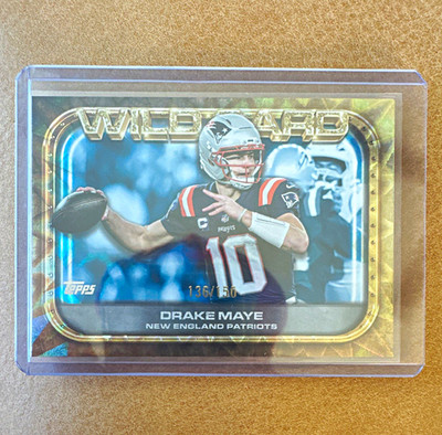 Topps 2025 Topps Flagship Drake Maye Wildcard Blue Refractor WC-26 /150