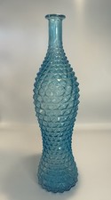 Vintage Empoli Ice Blue Diamond Point Genie Bottle/Decanter - No Stopper 15.75  