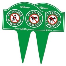 13.6x9.7" No Dog Poop Sign 2 Pack, Sturdy Aluminum Double Sided Polite Signs -