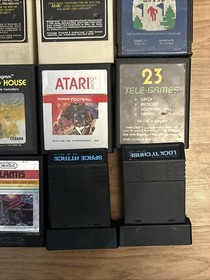 Atari 2600 Woodgrain 4 Switch Console w/ 25 Games 2 joysticks Tested Working