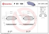 Brembo Bremsbelagsatz Scheibenbremse Prime P 61 104 FüR Fiat Lancia CitroËN C8