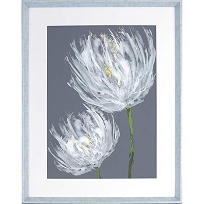 Lorell White Flower Design Framed Abstract Art (llr-04479) (llr04479)