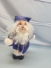 Vintage Handpainted Wooden And Cloth Doll Santa Folkarty Primitive