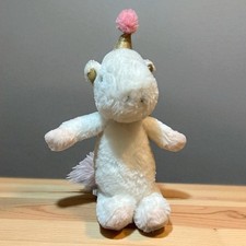 FAO Schwarz Unicorn White Birthday Party Pony Stuffed Animal Toy 11"