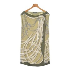 GUCCI Dress Sleeveless Khaki All-over Print 100% Silk Lined Length 32.3 inches 
