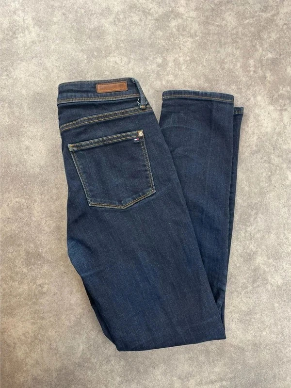 Jean Slim Tommy Hilfiger Paris HW Bleu Brut W26 L30 (Taille 32) - Tres Bon #490 - Photo 2/4