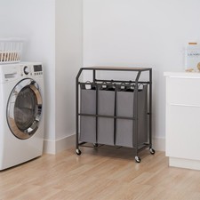 TRINITY 3-bag Laundry Cart with Flip-up Top-Free Delievery