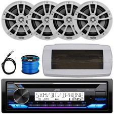 JVC Single-DIN Boat Bluetooth CD Stereo W/White Cover, 4x 6.5" 225W Max Speakers