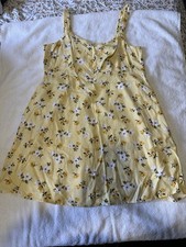 Old Navy Yellow Floral Square Neck Smocked Strappy Midi Sundress Womens L