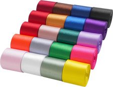 Rainbow Satin Ribbon, 1-1/2 Inch X 20 Rolls Total 100 Yards, Colorful Ribbon Per