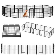 Dog Playpen 16 Panels 32" Height Foldable Heavy Duty Metal Dog Exercise Playp...
