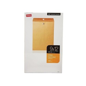 Clasp Envelopes 9" x 12" 92 Gummed Closure Yellow Manilla Kraft Mailing Filing