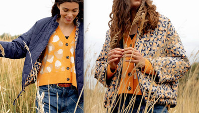 Barbour Printed REVERSIBLE  APIA Quilt Jacket -Ink/Starling MSRP$335 Brit CHIC