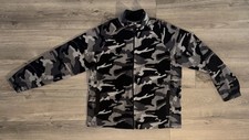 Rare Vintage Starter Gray Camo Lightweight Full Zip Fleece Sweater Mens L Large