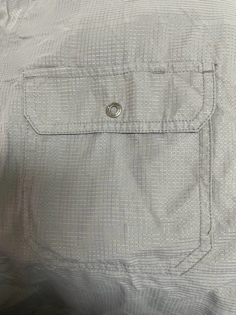 EXOFFICIO MENS TERCENA SOLID SHORT SLEEVE METAL SNAP SHIRT (PEBBLE GRAY L) NWOT - Image 3 of 4