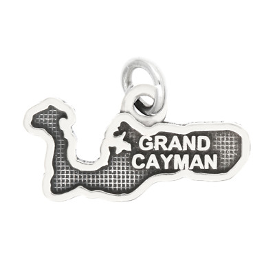 LGU  Sterling Silver Grand Cayman Map Travel Charm Pendant -with Options