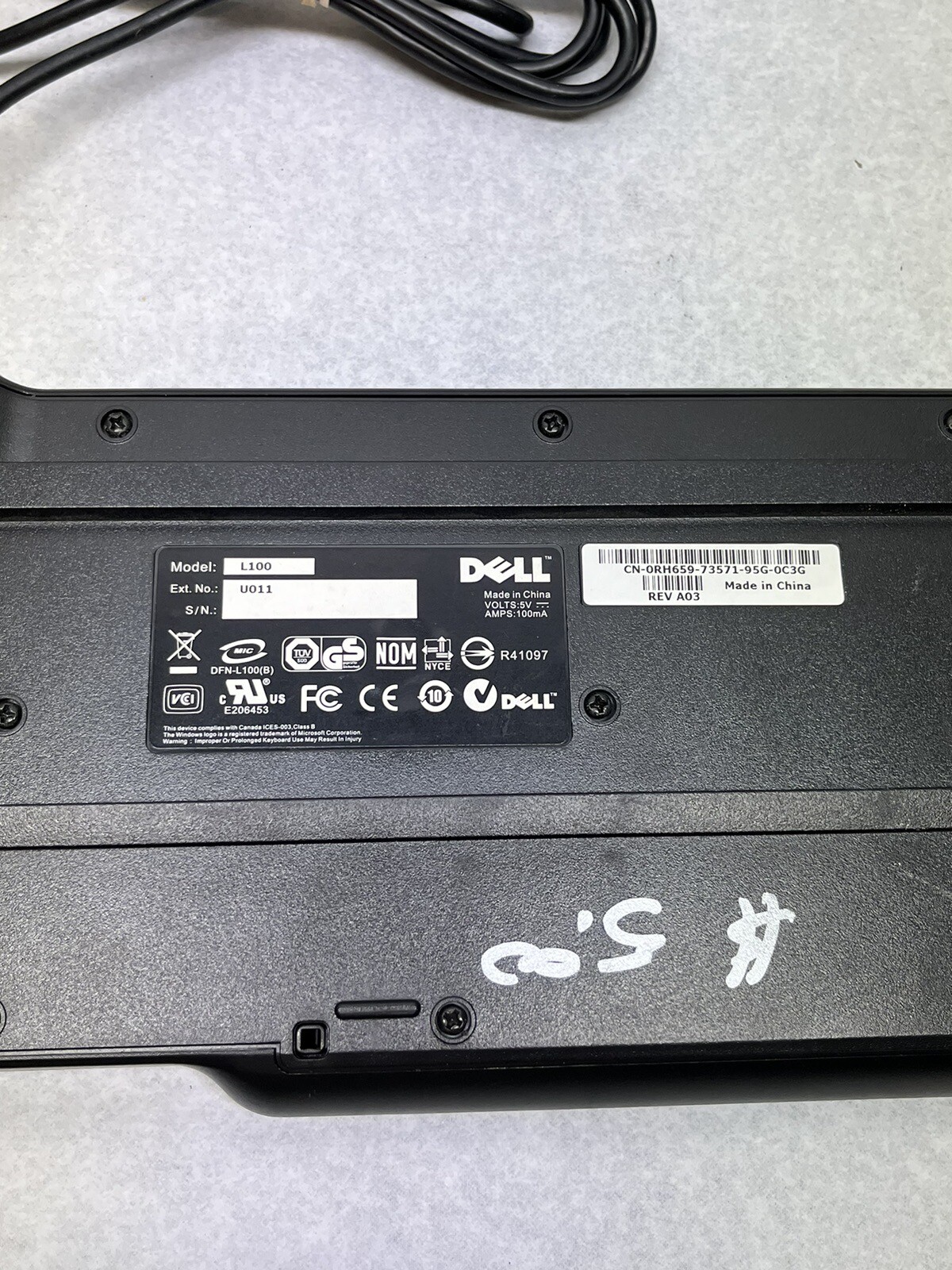 Dell L100 Keyboard GENUINE Wired USB Model - Black
