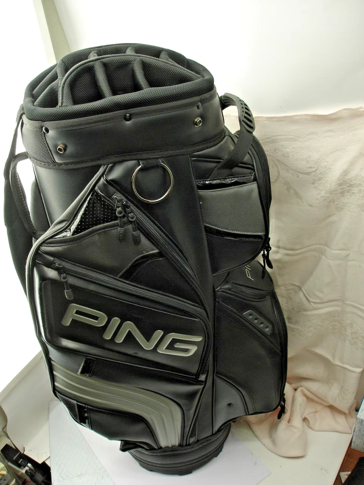 Ping Tour Staff Bag Black / Gray 14 Divider Top Cart 9+ Pockets Excellent - Image 2 of 4