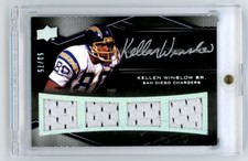 2009 Upper Deck UD Black Kellen Winslow Silver Ink Auto Game Used Quad Jersey 75