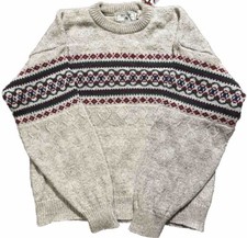 VTG The Great Plains Made In USA Wool Crewneck Knitted Sweater Large Fair Isle