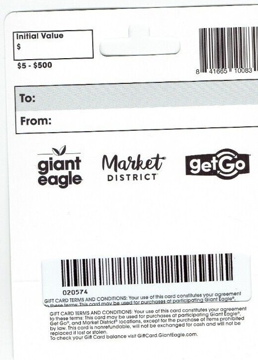 Giant Eagle Gift Card - Market District, Get Go - Grocery, Food