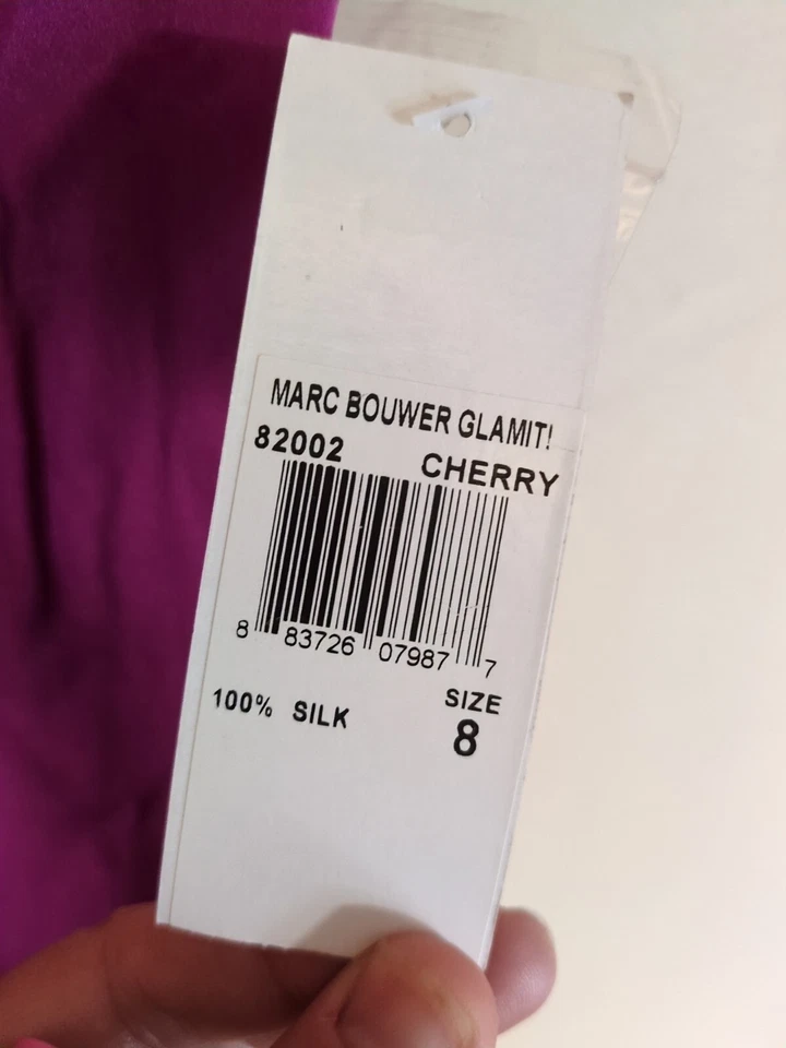 ¡Nuevo Marc Bouwer Glamit! Vestido de seda club halter bebé muñeca rosa talla 8 estrás  Foto 2 de 4