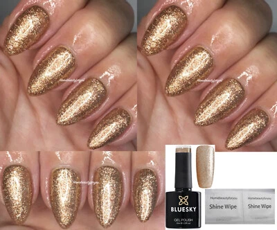 BLUESKY GEL NAIL POLISH GOLD GLITTER CHRISTMAS CRACKER BSH053 UV LED SOAK OFF